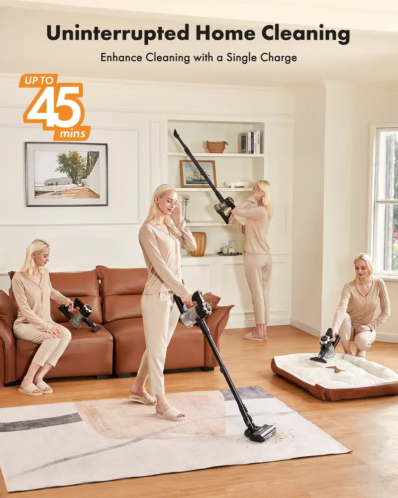 Trucozie Cordless Stick Vacuum Cleaner with LED Headlights and Multiple Attachments