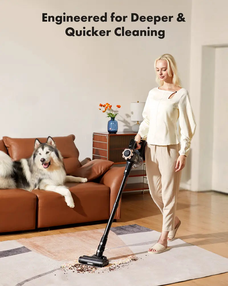 Trucozie Cordless Stick Vacuum Cleaner with LED Headlights and Multiple Attachments