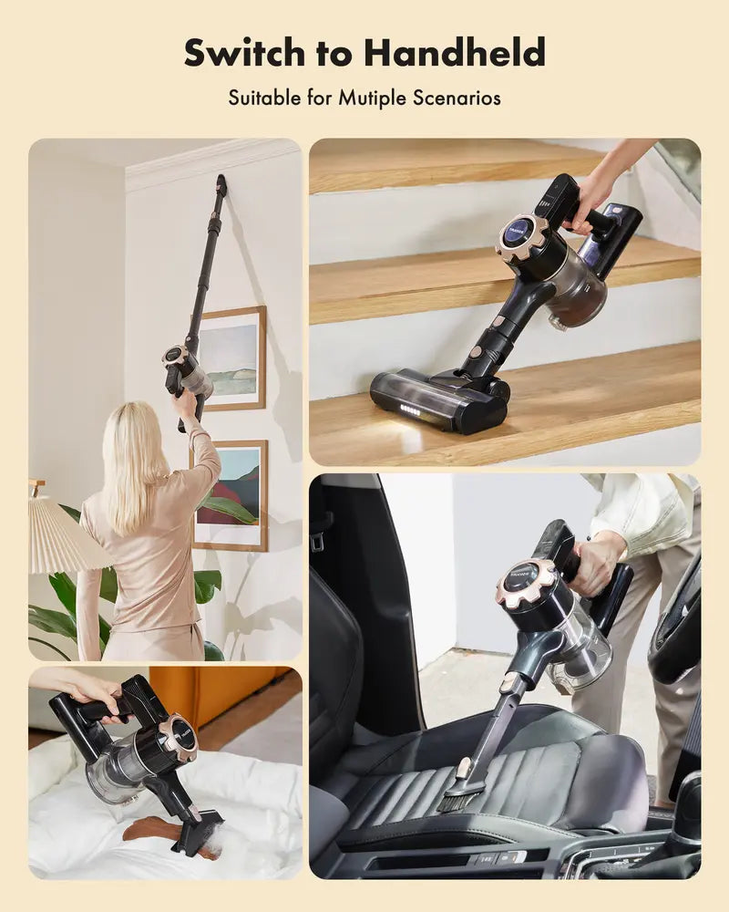 Trucozie Cordless Stick Vacuum Cleaner with LED Headlights and Multiple Attachments